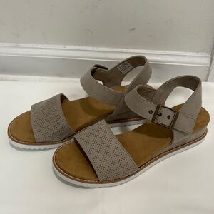BOSS TAUPE ANKLE STRAP SANDALS